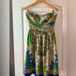 MM Couture Strapless Dress - Multicolor Paisley